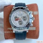 Replica Rolex Oyster Perpetual Cosmograph Daytona Meteorite Watch Black Rubber Strap 40MM